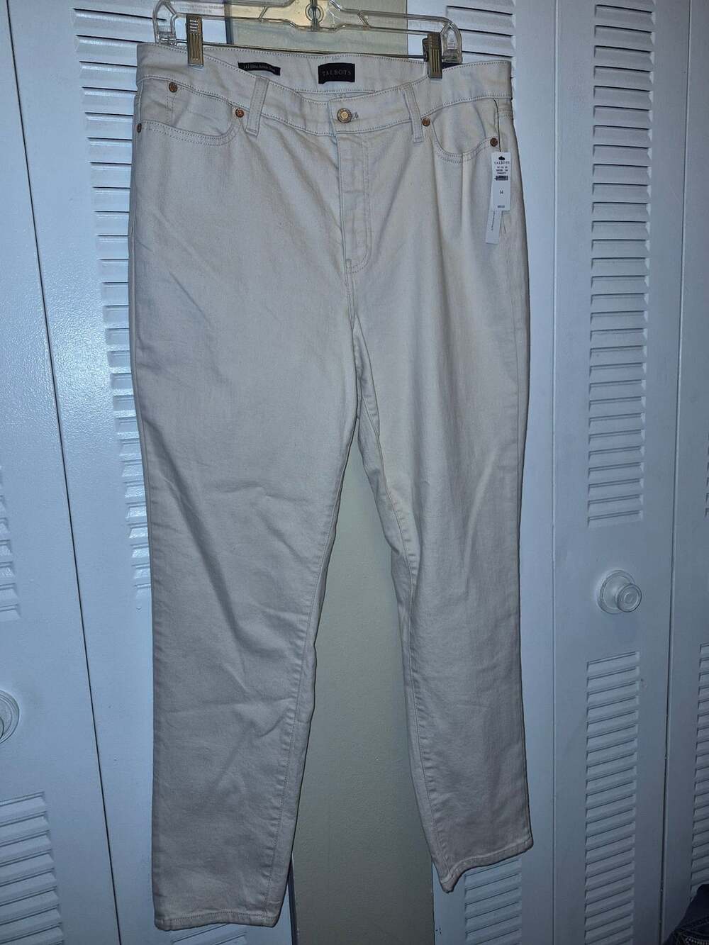 Talbots Women's Slim Ankle Jean in Cream Size 14